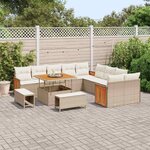 vidaXL Ensemble de canapé de jardin 17 Pièces Beige et crème polyrotin