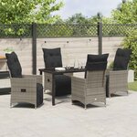 vidaXL Ensemble de salle à manger pour jardin 5 Pièces Gris Poly rotin