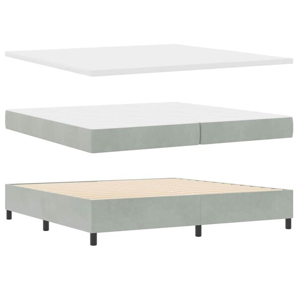 vidaXL Lit à ressorts avec matelas Gris clair 200 x 200 cm Velours