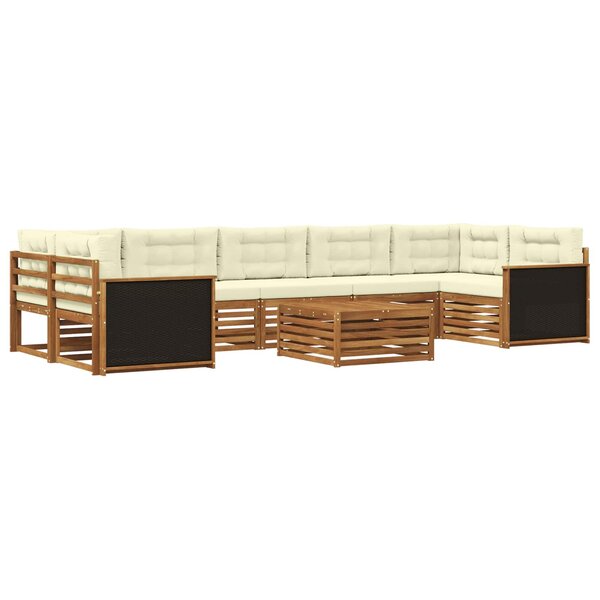 vidaXL Ensemble de canapés d'extérieur 8 pc Naturel et Crème