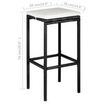 vidaXL Ensemble de bar de jardin 5 Pièces et coussins Résine tressée Noir