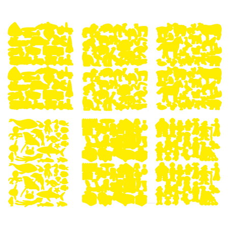 Loisirs créatifs enfants - 6 planches gommettes basiques - multiformes jaunes