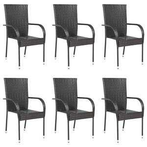 vidaXL Chaises empilables d'extérieur lot de 6 Résine tressée Marron