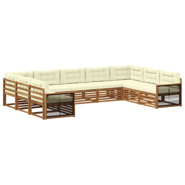 vidaXL Ensemble de canapés d'extérieur 9 pc Naturel et Crème