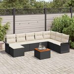 vidaXL Ensemble de canapé de jardin 9 Pièces Noir Poly rotin