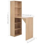 vidaXL Table de bar avec armoire Chêne 115x59x200 cm
