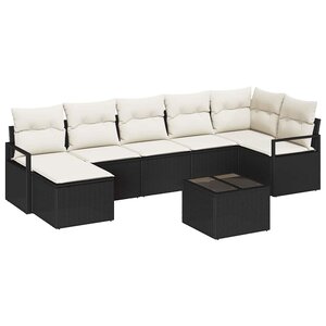 vidaXL Ensemble de canapé de jardin avec coussin 8 Pièces Marron et Crème