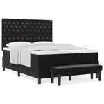 vidaXL Lit à ressorts avec matelas et banc noir 160x200 cm velours