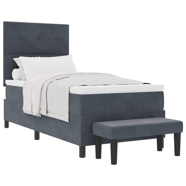 vidaXL Lit à ressorts avec tête de lit Gris foncé 190 x 90 cm Velours