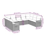 vidaXL Salon de jardin 9 Pièces avec coussins gris résine tressée