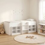 vidaXL Cadre de lit en loft avec armoire 3 Pièces Blanc Bois d'ingénierie