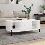 vidaXL Table basse Blanc brillant 102x50x40 cm Bois d'ingénierie