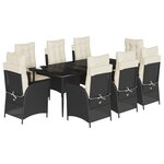 vidaXL Ensemble à manger de jardin 9Pièces coussins noir résine tressée