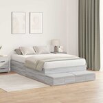 vidaXL Cadre de lit avec rangement Sonoma gris 226.5 x 120 x 31.5 cm
