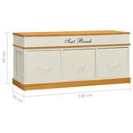 Banc banquette d'entrée de rangement à chaussures 100 x 35 x 45 cm bois de paulownia massif 02_0021253