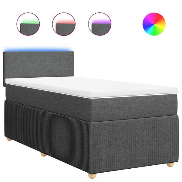 vidaXL Sommier à lattes de lit avec matelas Gris foncé 100x200cm Tissu