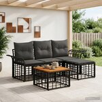 vidaXL Ensemble de canapés d'extérieur 5 pc Noir et Gris foncé