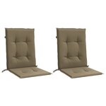 vidaXL Coussins de chaise à dossier bas lot de 2 taupe mélangé tissu