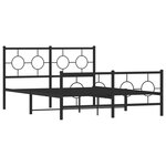 vidaXL Cadre de lit métal sans matelas avec pied de lit noir 135x190cm