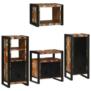 vidaXL Ensemble de mobilier de salle de bain 4 Pièces Bois massif recyclé