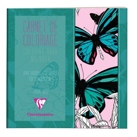 Clairefontaine - carnet de coloriage pour adultes 20x20cm - modèle : papillons
