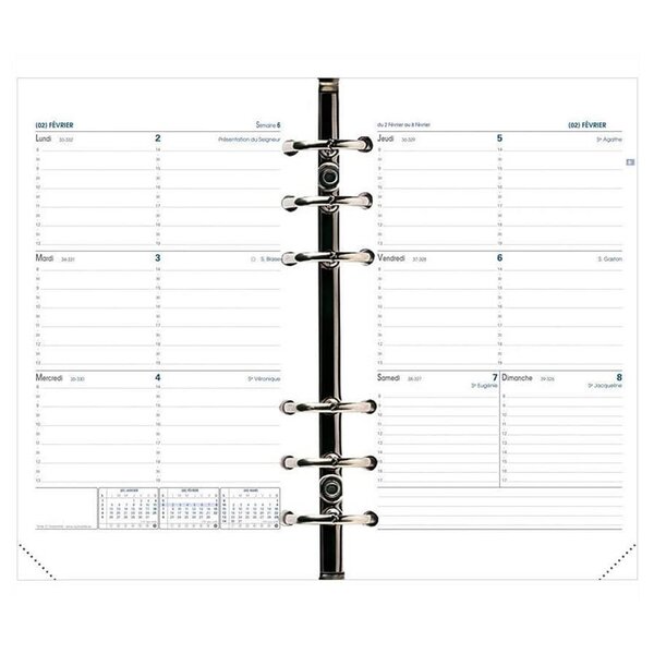 Recharge Agenda Organiseur Timer 21 HORIZONTAL FR 15 x 21 cm Quovadis