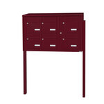 Bloc collectif leabox.com 3x2 grade 3 simple face Extérieur fixation sur pieds à sceller Rouge pourpre RAL 3004 finition brillante