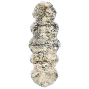 vidaXL Tapis en peau de mouton 60 x 180 cm Mélange de gris foncé