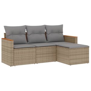 vidaXL Salon de jardin avec coussins 4 Pièces beige résine tressée