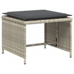 vidaXL Chaise de jardin avec tabouret gris clair résine tressée