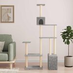 vidaXL Arbre à chat avec poteaux à griffer en sisal Gris clair