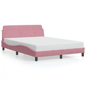 vidaXL Cadre de lit avec tête de lit Dover rose 140x190cm velours