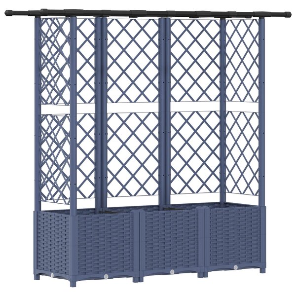 vidaXL Lit Élevé avec Treillis et Toit Gris 163 5 x 40 x 138 cm PP
