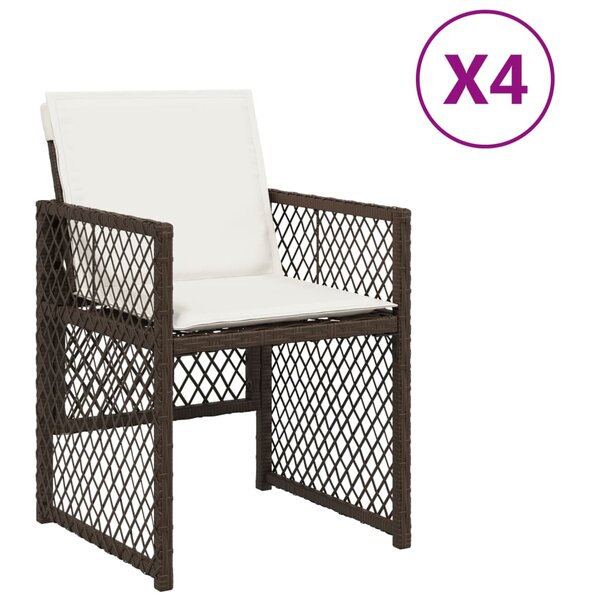 vidaXL Chaises de jardin avec coussins lot de 4 marron résine tressée
