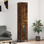 vidaXL Buffet haut Chêne fumé 34 5x34x180 cm Bois d'ingénierie