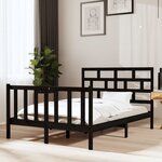 vidaXL Cadre de lit Noir Bois de pin massif 140x190 cm