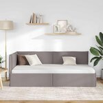 vidaXL Cadre de lit d'angle Taupe 100 cm x 200 cm tissu