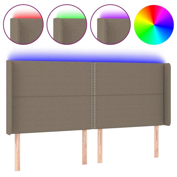 vidaXL Tête de lit à LED Taupe 183x16x118/128 cm Tissu