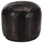 vidaXL Pouf 40 x 35 cm Noir Cuir véritable de chèvre