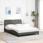 vidaXL Cadre de lit avec LED sans matelas gris foncé 140x190 cm tissu