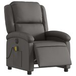vidaXL Fauteuil de massage inclinable électrique gris cuir véritable