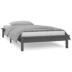 vidaXL Cadre de lit à LED sans matelas gris 100x200 cm bois massif