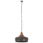 Vidaxl lampe suspendue industrielle gris fer et bois solide 35 cm e27