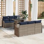 vidaXL Ensemble de canapé de jardin avec coussin 7 Pièces Gris polyrotin