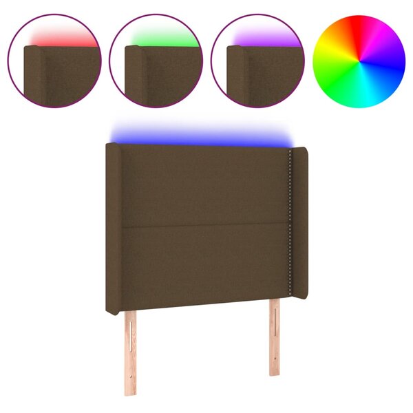vidaXL Tête de lit à LED Marron foncé 93x16x118/128 cm Tissu