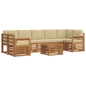 vidaXL Ensemble de canapés d'extérieur 8 pc Naturel et Beige