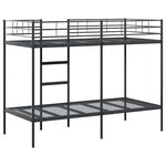 VidaXL Lit superposé sans matelas noir 90x200 cm acier