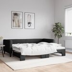 vidaXL Lit de jour avec lit gigogne noir 90x190 cm tissu