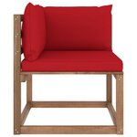 vidaXL Canapé d'angle palette de jardin avec coussins rouge