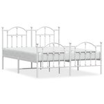 vidaXL Cadre de lit métal avec tête de lit/pied de lit blanc 140x190cm